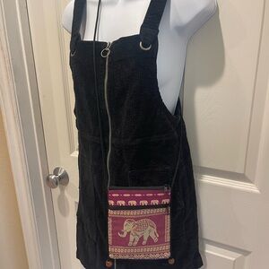 Elephant Print Crossbody Bag - Burgundy and Gold